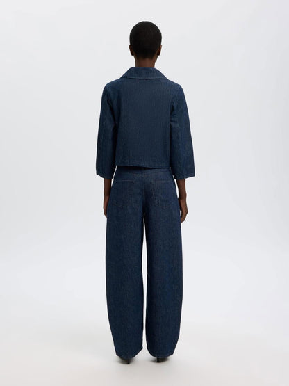 Slfrelaxed Hanny 3/4 Denim Jacket Blå