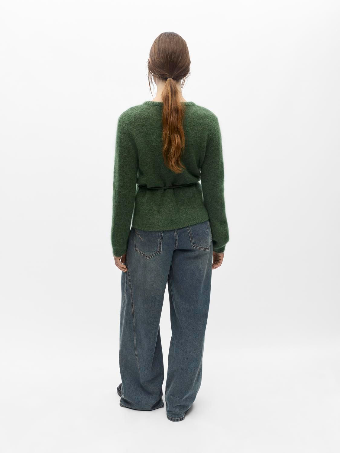 Objnete L/s Re Tie Cardigan Noos Grønn