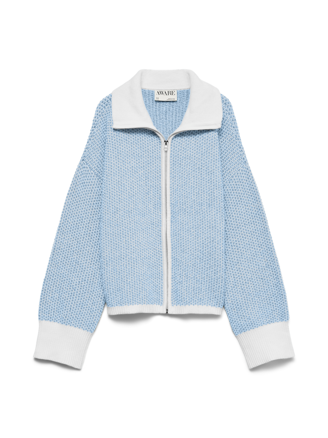 Awollie Ls Zip Knit Cardigan Blå