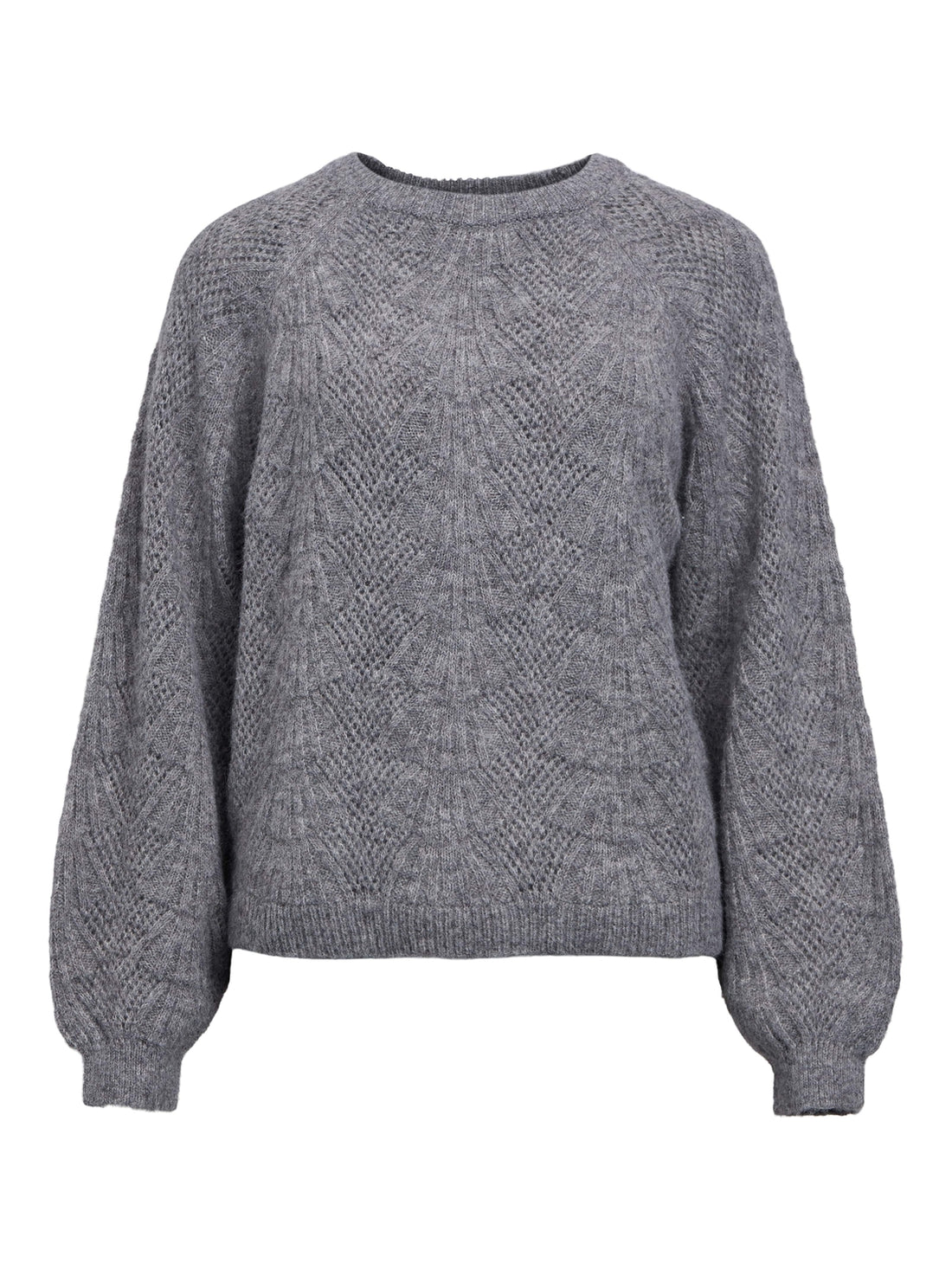 OBJFLORA RE L/S KNIT PULLOVER Medium Grey Melange