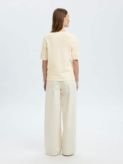 Slfhelen 2/4 Knit O-Neck Lys Beige