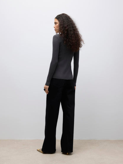 Awukino Ls O-Neck Knit Cardigan Mørkegrå