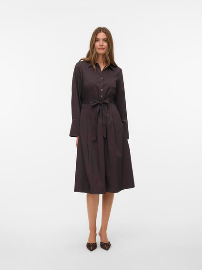 Vmfriba Ls Calf Dress Wvn Ga Mørkebrun