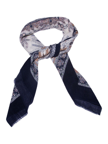 Skjerf Ull Paisley 85x85cm Navy