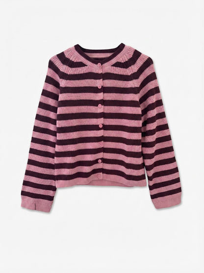Awannalise Ls O-Neck Knit Cardigan Lilla