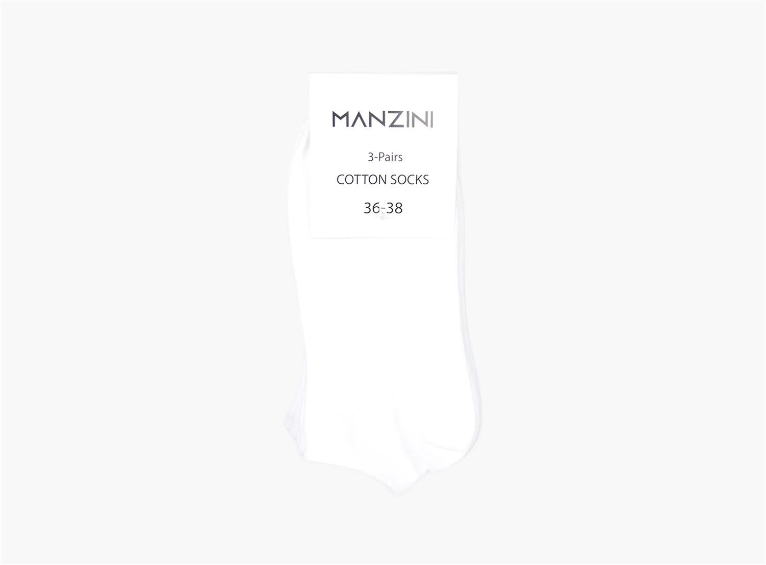 Manzini ladies 3-pack los cotton sock Hvit