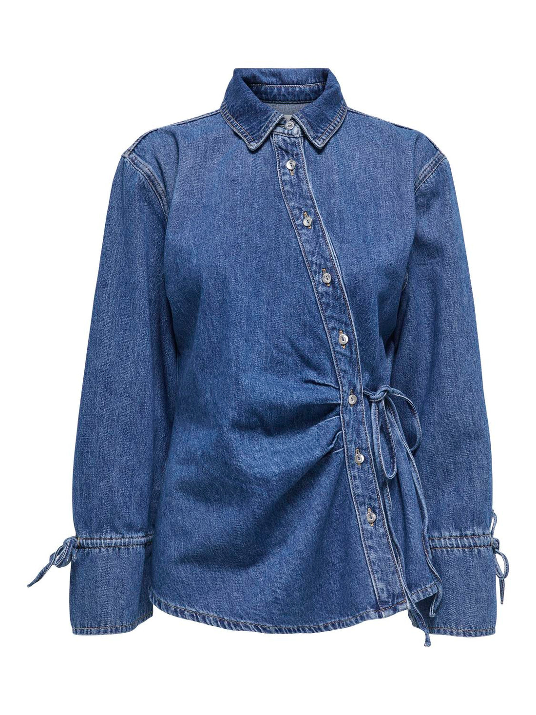 ONLSMILLA LS ASYM TIE SHIRT DNM CS SIK Mellomblå