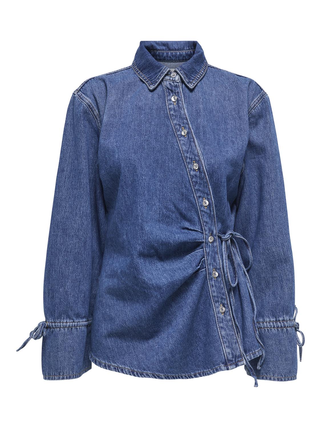 ONLSMILLA LS ASYM TIE SHIRT DNM CS SIK Blå