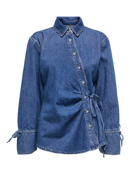 ONLSMILLA LS ASYM TIE SHIRT DNM CS SIK Blå