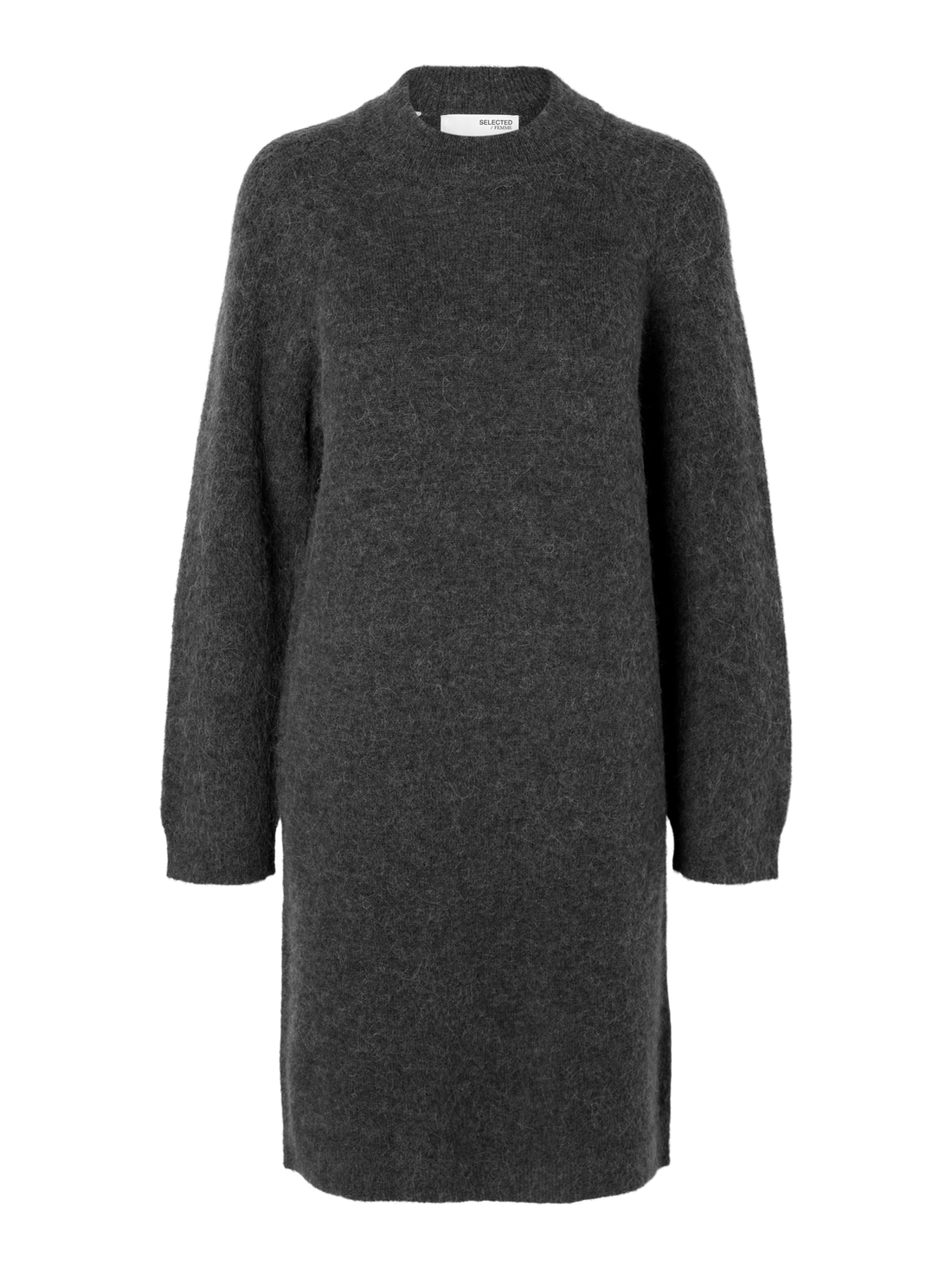 SLFLULU LS HIGH NECK KNIT DRESS Volcanic Ash