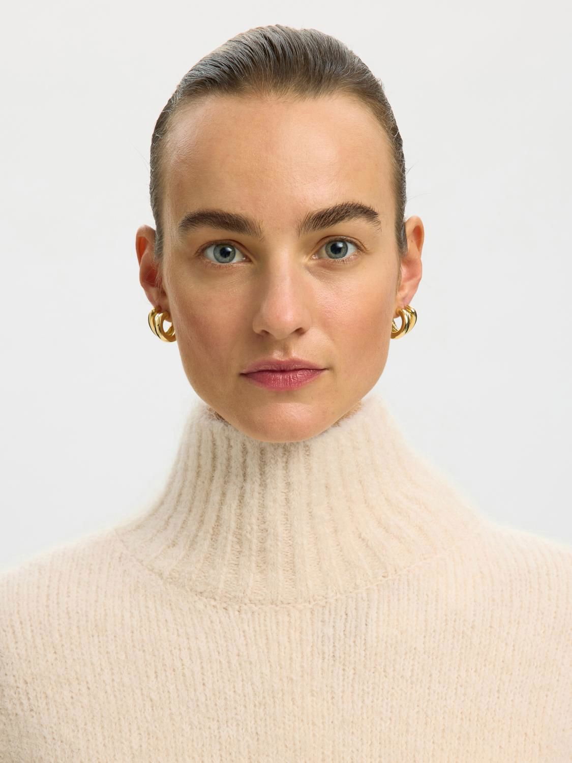 Slwgabriella Ls Knit High Neck Noos Hvit