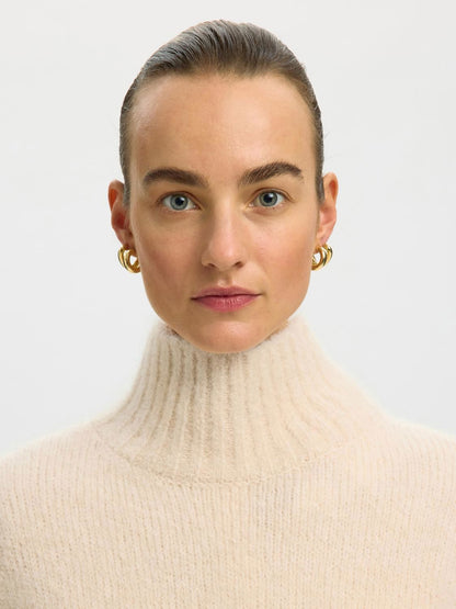 Slwgabriella Ls Knit High Neck Noos Hvit