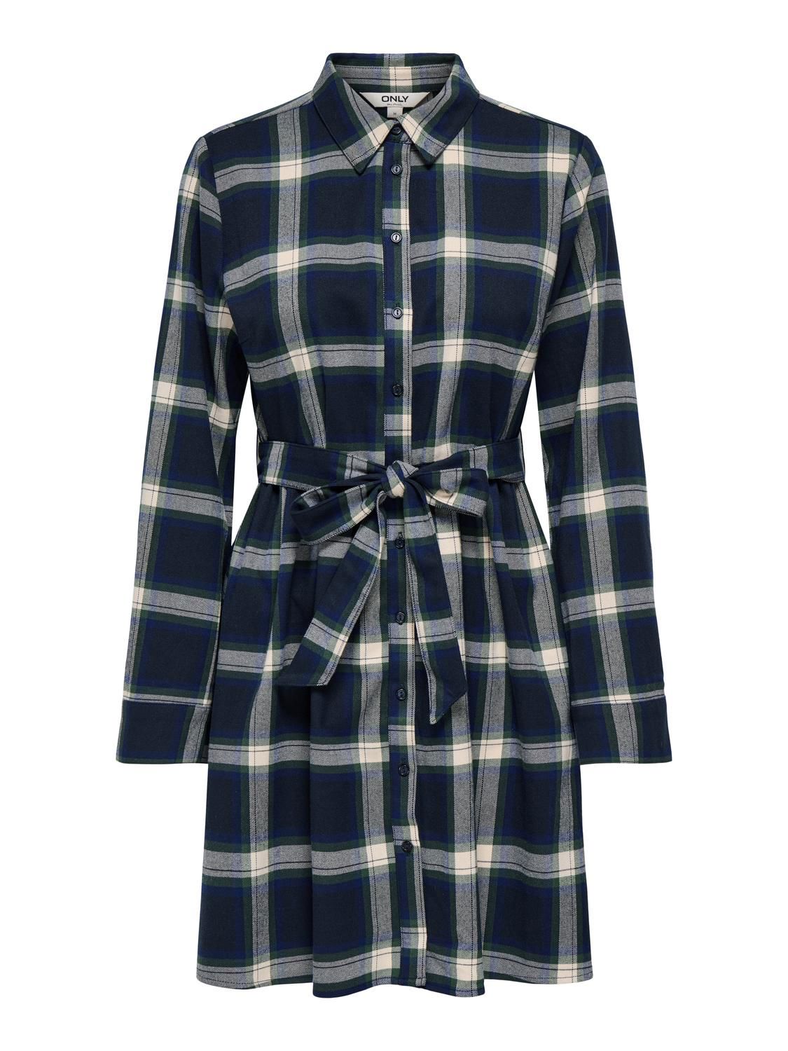Onlwren Check Short Dress Wvn Blå