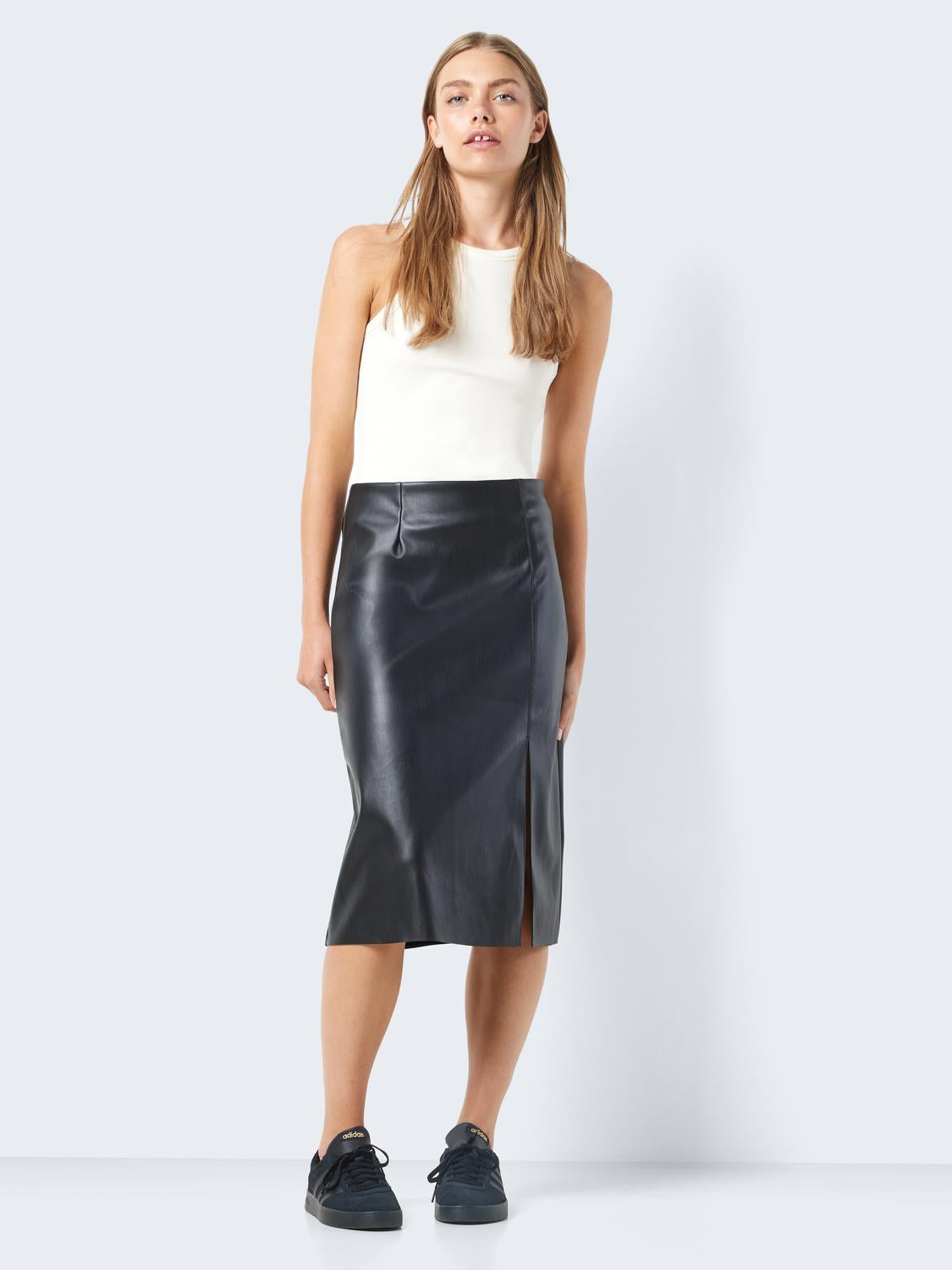 NMCLARA HW SLIT MIDI LENGTH SKIRT NOOS Black