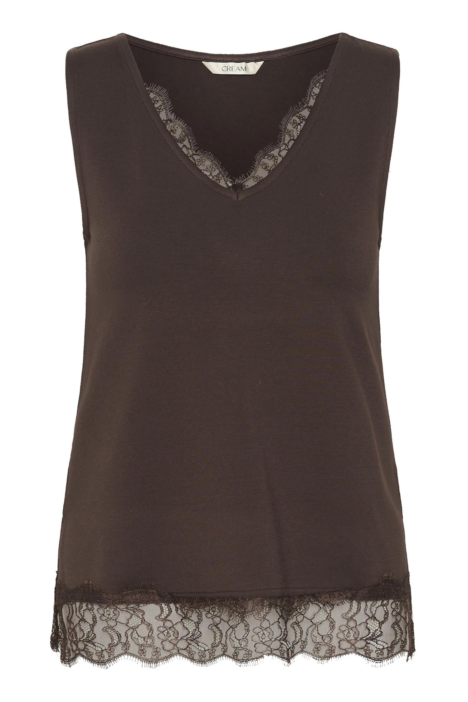 Cralvaia Jersey Lace Top Brun