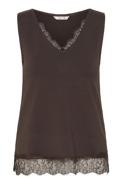 Cralvaia Jersey Lace Top Brun