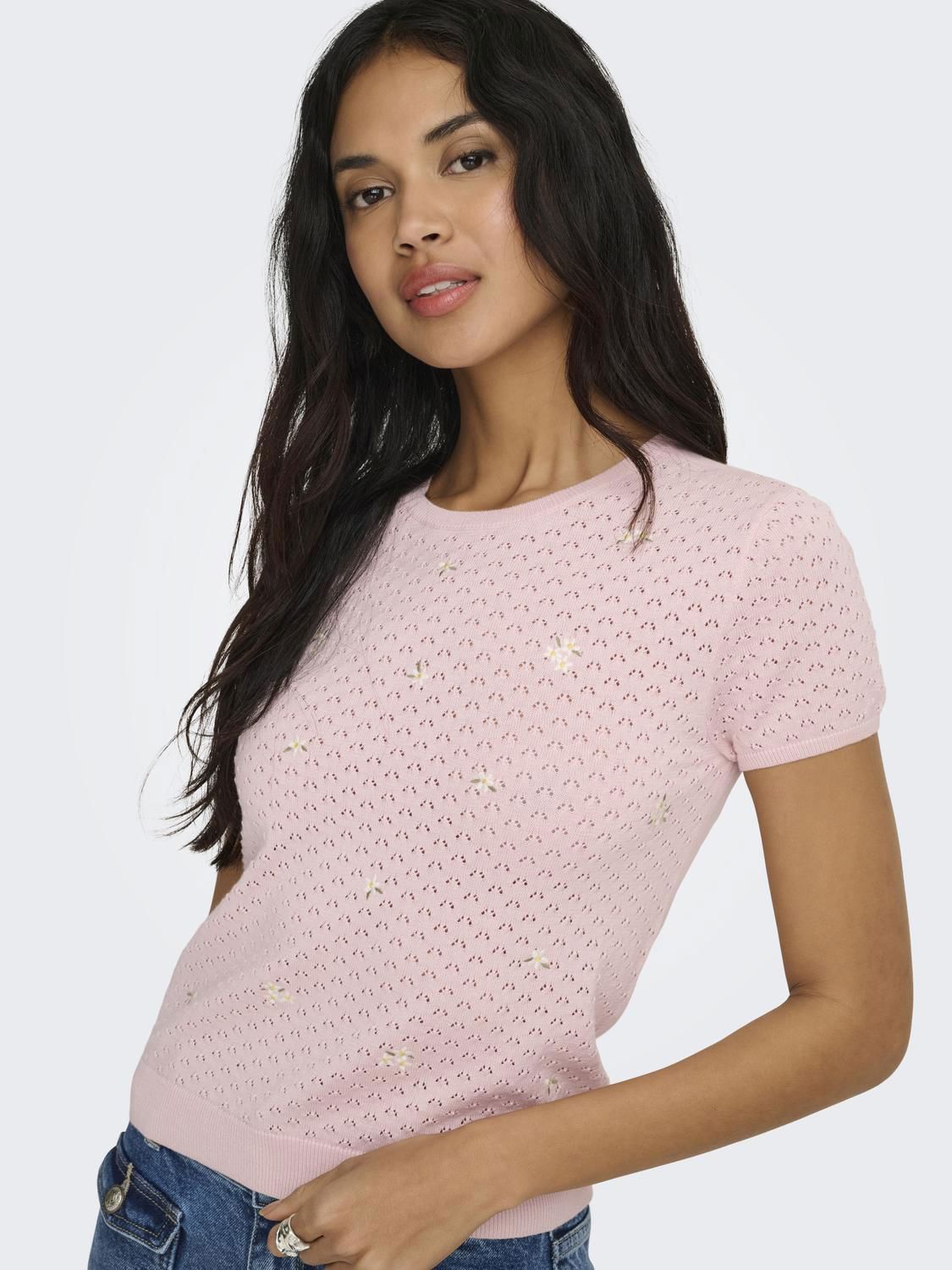 Onlluna Ss O-Neck Knt Rosa