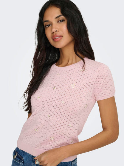 Onlluna Ss O-Neck Knt Rosa