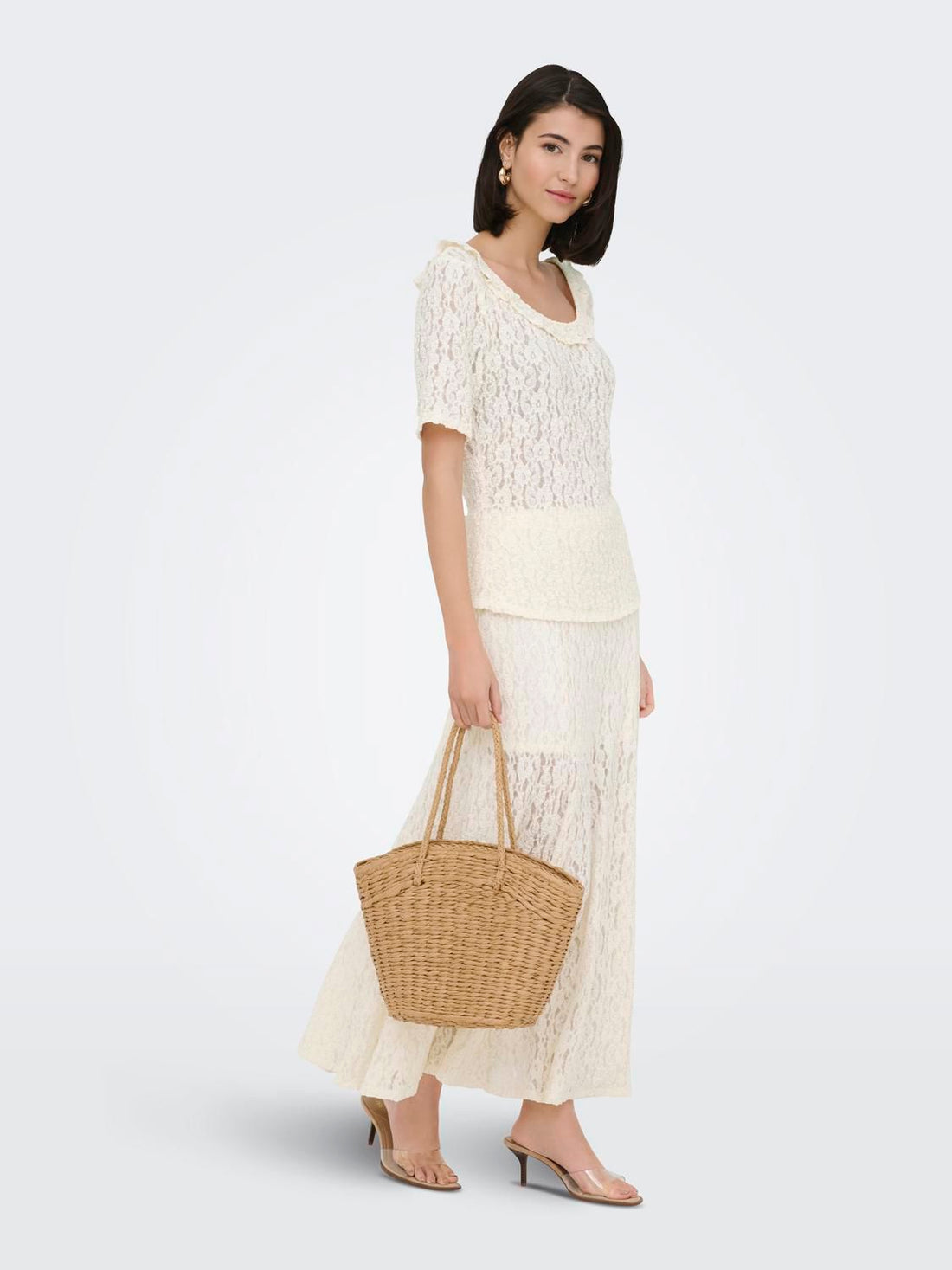 Jdygallas Long Lace Skirt Jrs Hvit