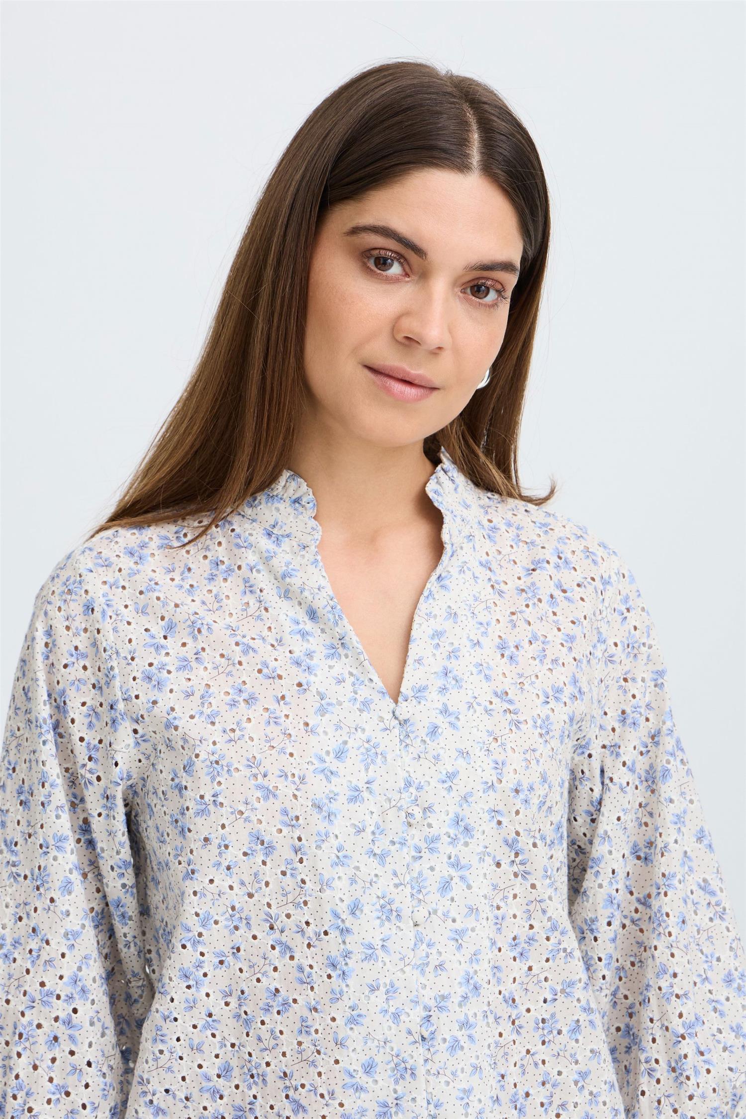 Pzdolores 3/4 Sl Blouse Blå