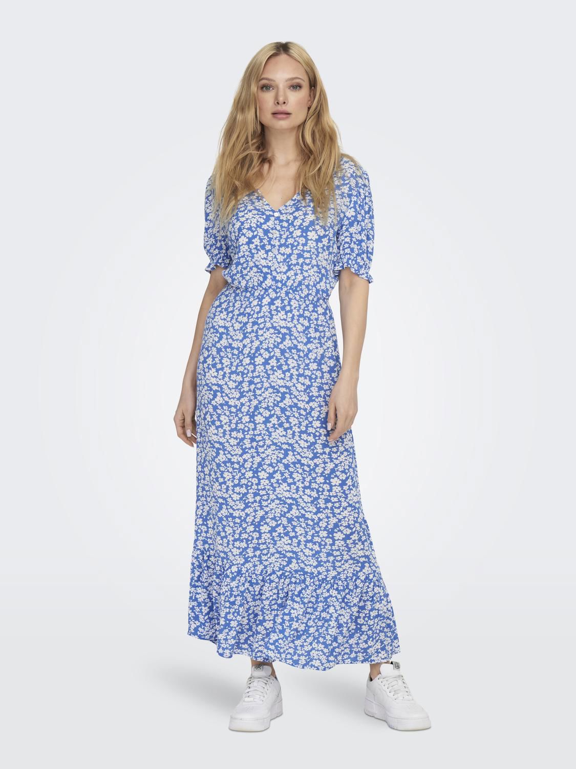 Onlchianti S/s Long Dress Wvn Noos Blå