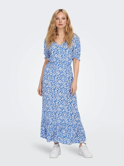 Onlchianti S/s Long Dress Wvn Noos Blå