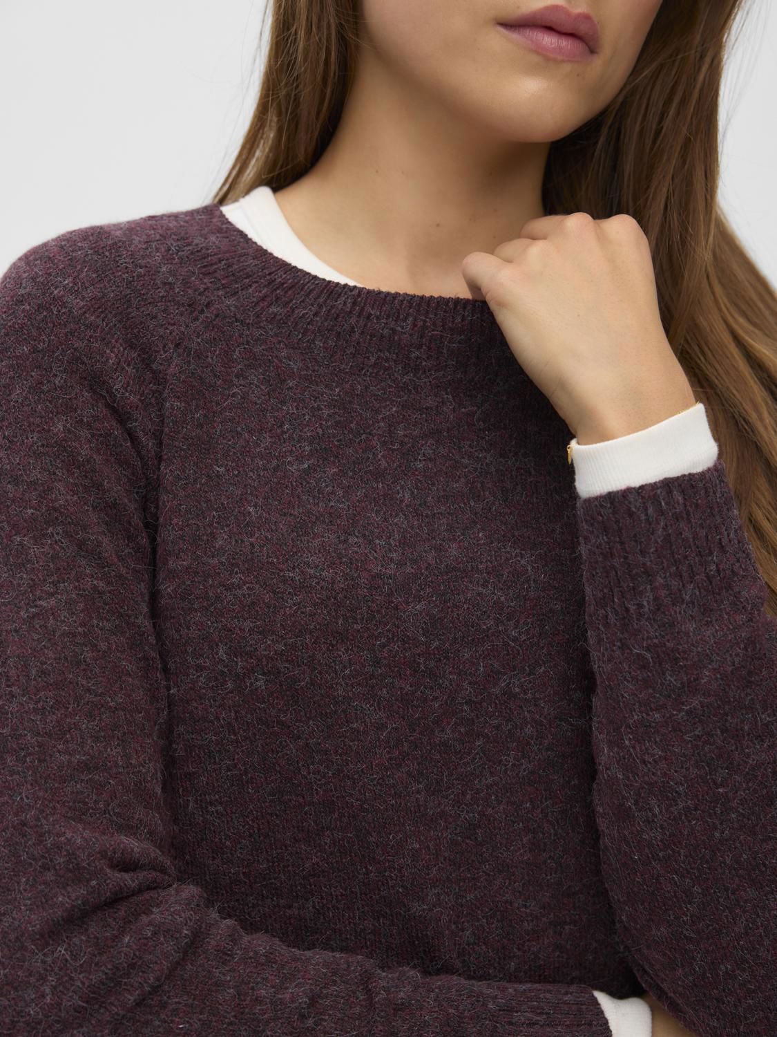 Vmdoffy Ls O-Neck Blouse Ga Noos Burgunder