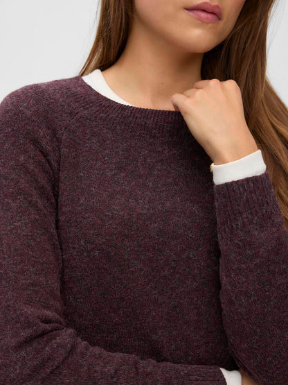 Vmdoffy Ls O-Neck Blouse Ga Noos Burgunder