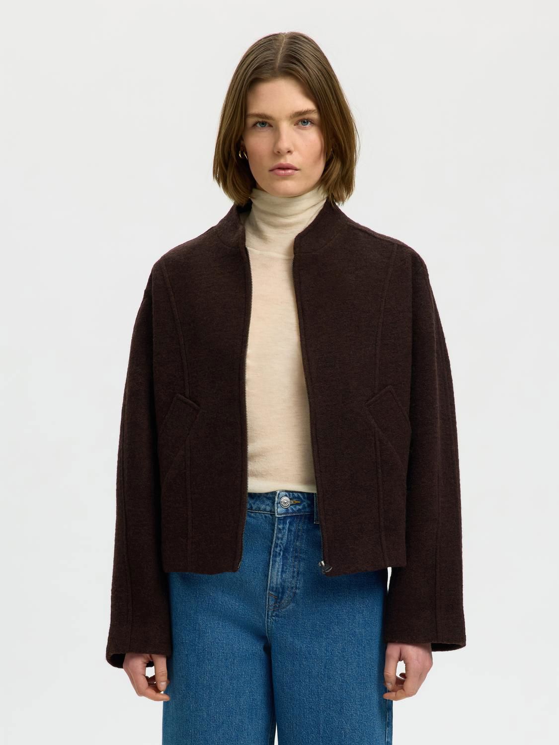 Slwjacqueline Wool Blend Jacket Noos Brun