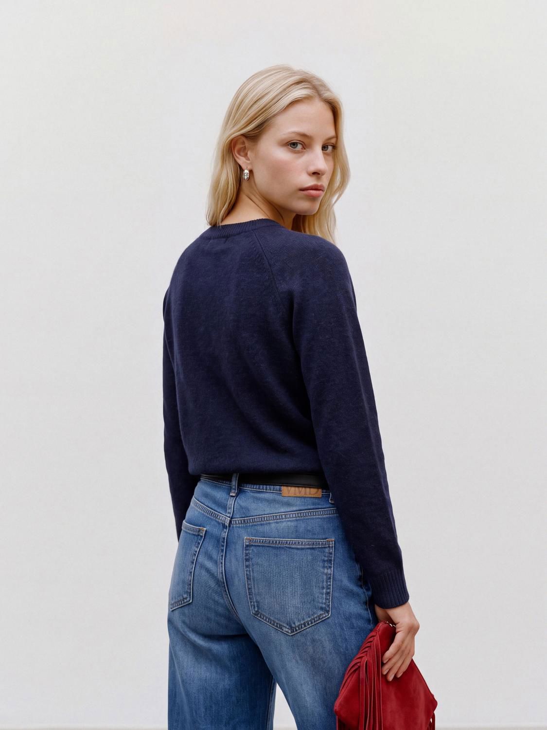 Vmdoffy Ls O-Neck Blouse Ga Noos Blå
