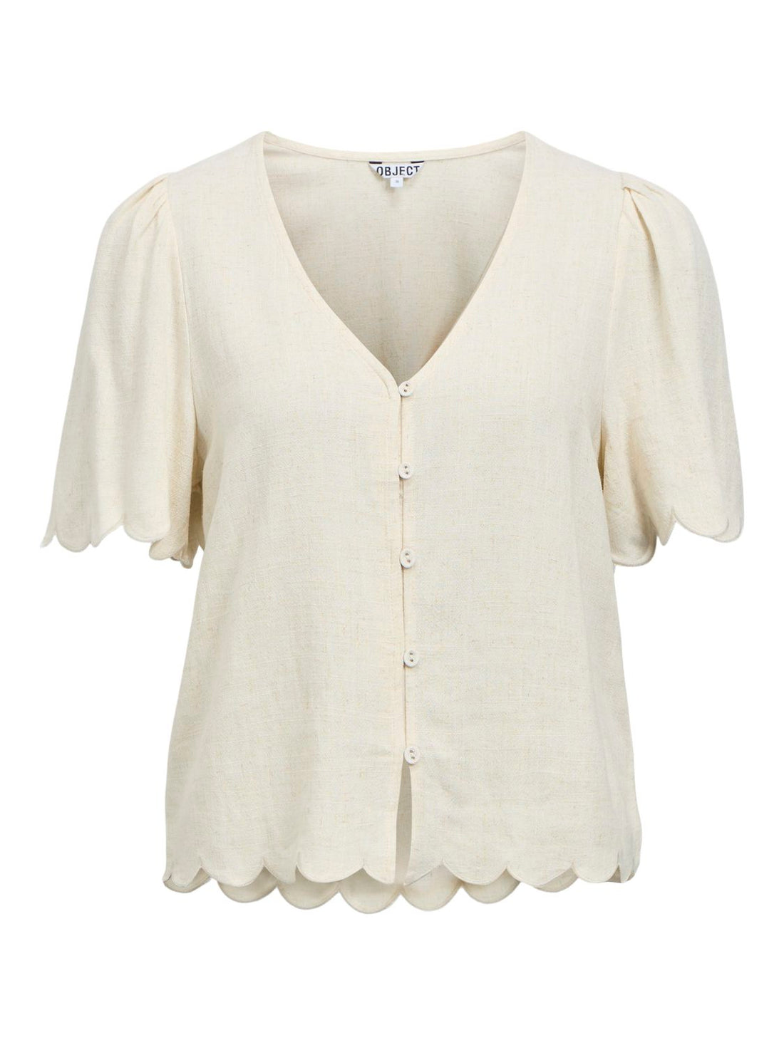Objsanne 2/4 Lo V-Neck Top Noos Grå