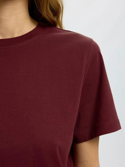 Slwmyessential Ss O-Neck Tee Noos Burgunder