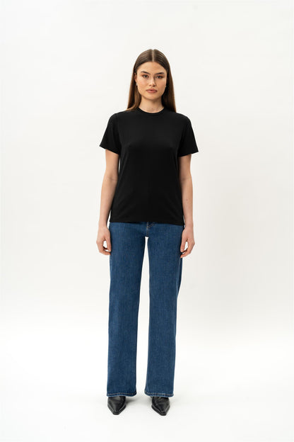 Fitted Pima T-shirt Svart