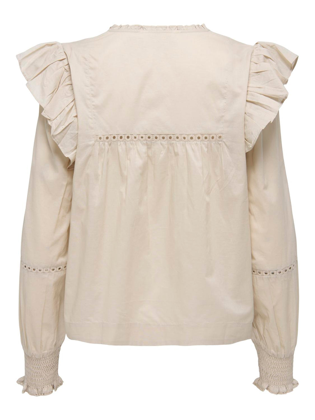 Onlidris Ls Frill Tape Top Noos Wvn Beige