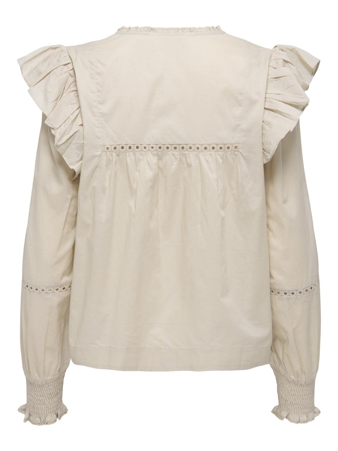 Onlidris Ls Frill Tape Top Noos Wvn Beige