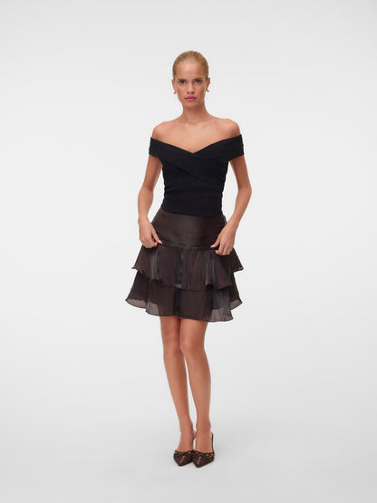 Vmpolly Hw Layer Short Skirt Wvn Brun