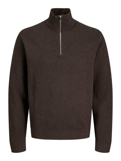 Jprmilano Stitch Knit Half Zip Sn Brun