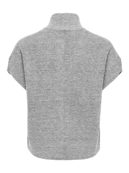 Onlbianca Sl Highneck Zip Vest Knt Grå