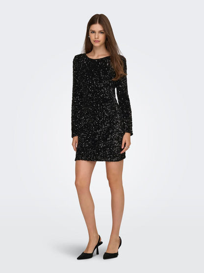 Onlconfidence L/s Deep Sequins Dressjrs. Svart
