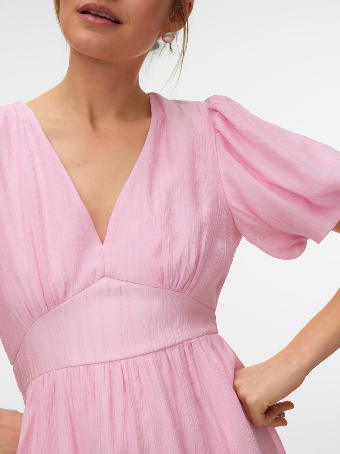 Vmbella 2/4 V-Neck Short Dress Wvn Rosa