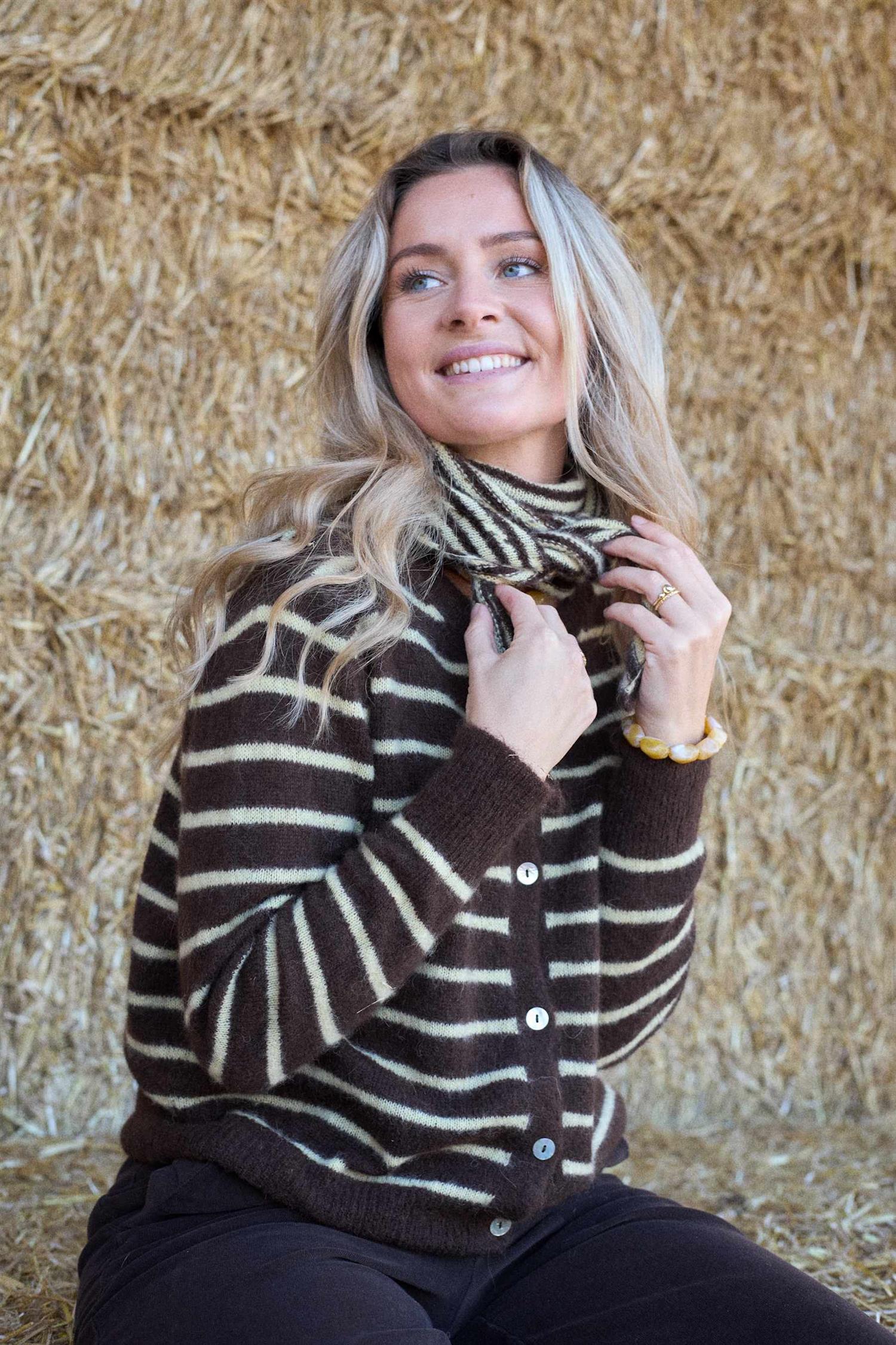 BCDELL STRIPED KNIT CARDIGAN Mocca