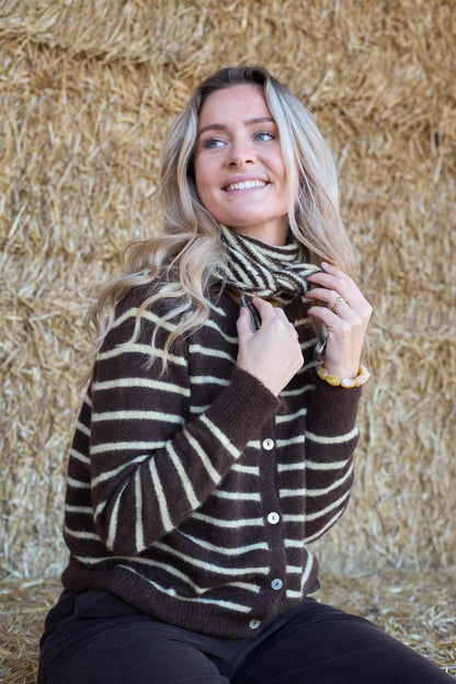 BCDELL STRIPED KNIT CARDIGAN Mocca