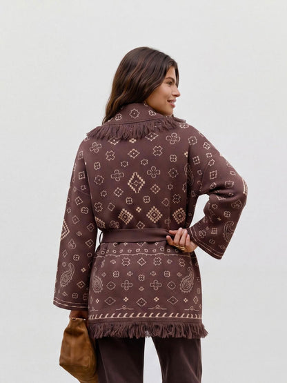 Vmscarlett Ls Tassel Jacquard Cardi Lcs Brun