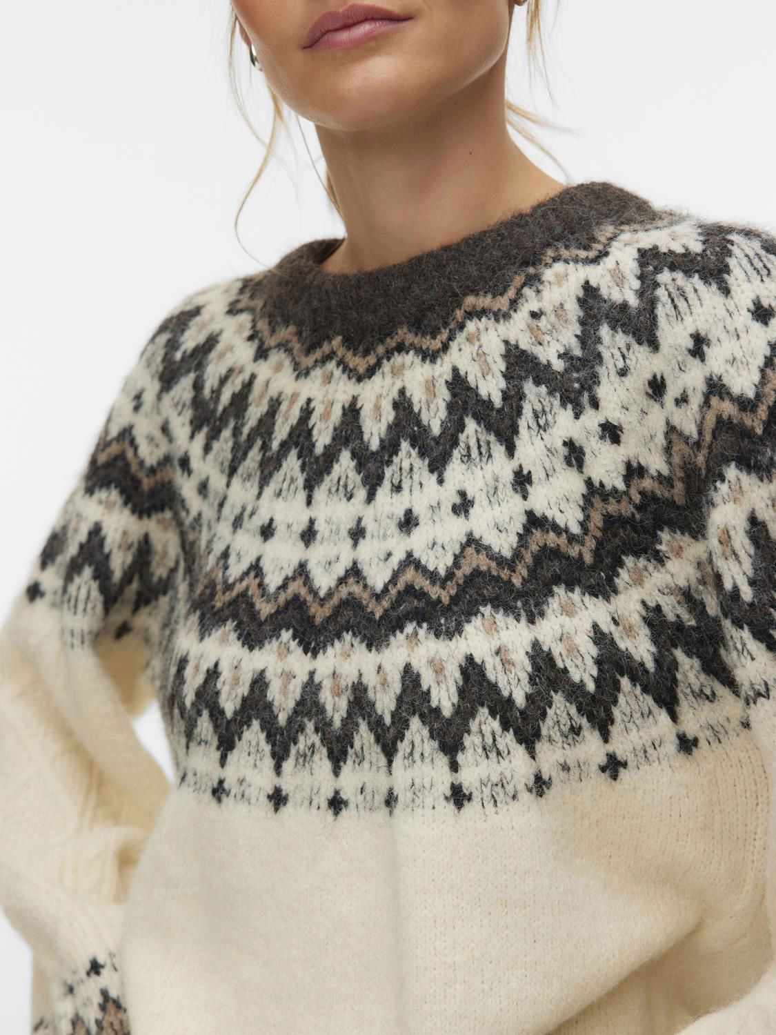 Vmjuliana Ls O-Neck Pullover Boo Grå
