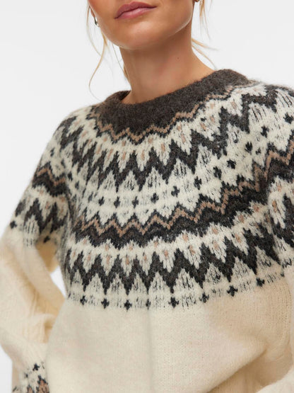 Vmjuliana Ls O-Neck Pullover Boo Grå