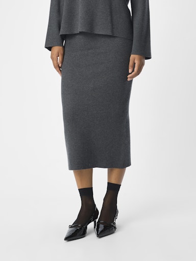 OBJREYNARD HW KNIT SKIRT NOOS Dark Grey Melange