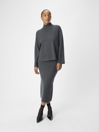 OBJREYNARD HW KNIT SKIRT NOOS Dark Grey Melange