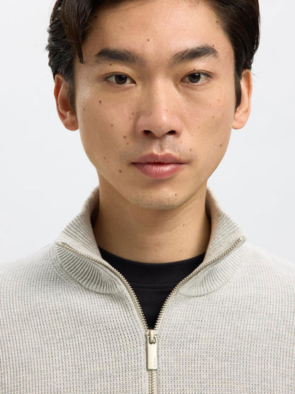 Slmdane Ls Knit Structure Half Zip Noos Grå