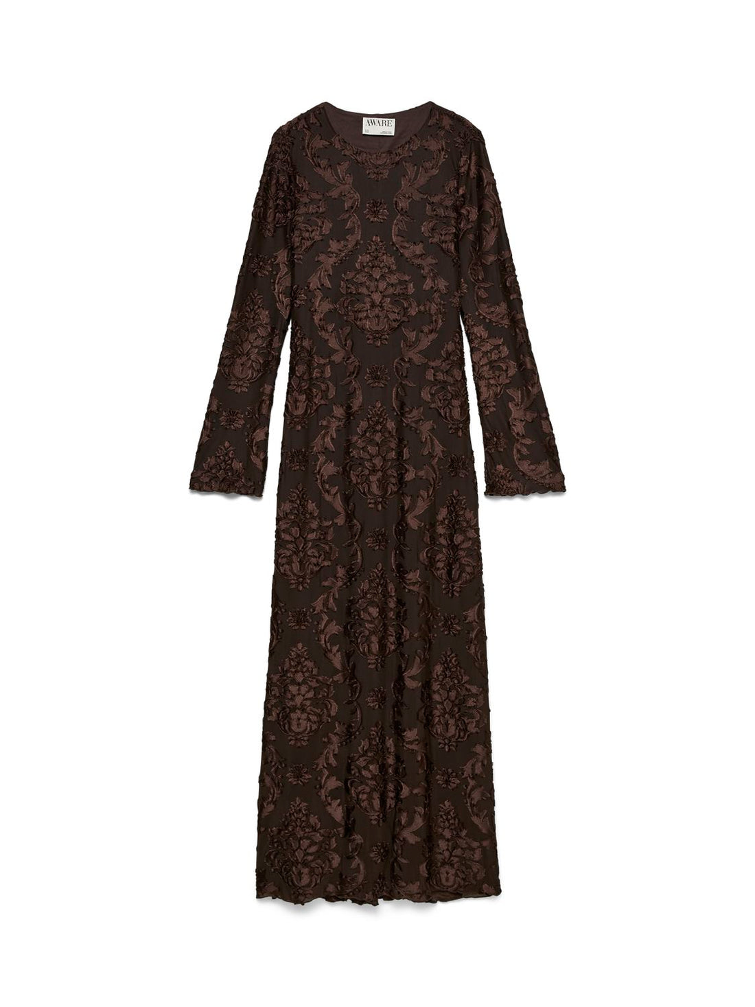 Awdakota Ls O-Neck Ankle Dress Brun