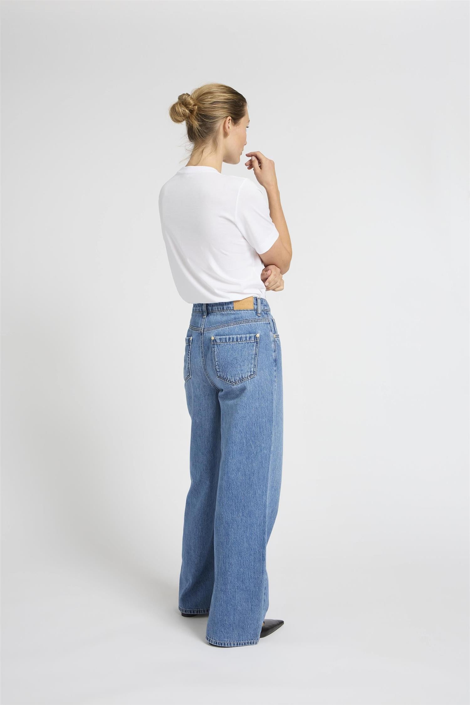 Pzapril Uhw Jeans Wide Leg Blå